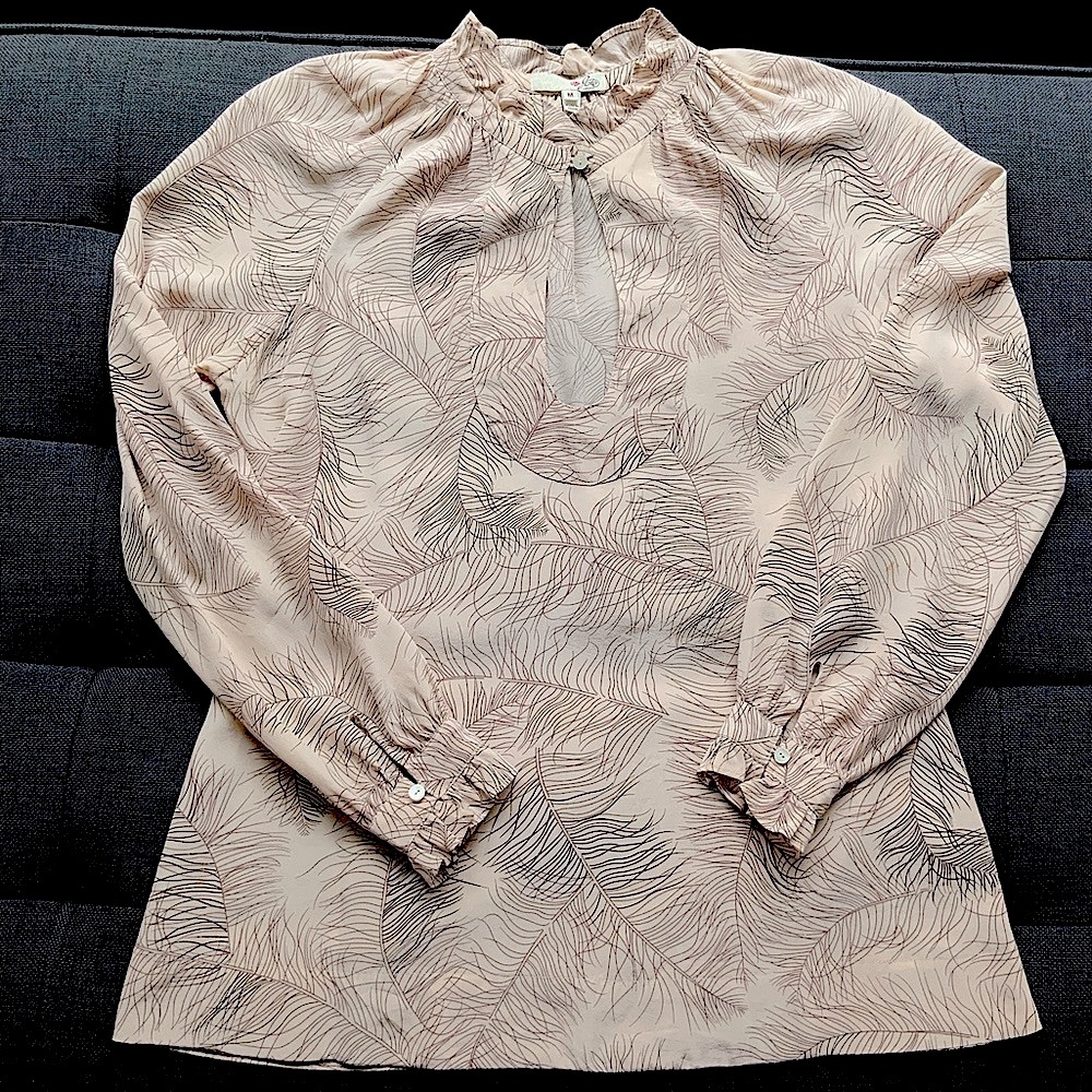 Joie silk feather print long sleeve blouse